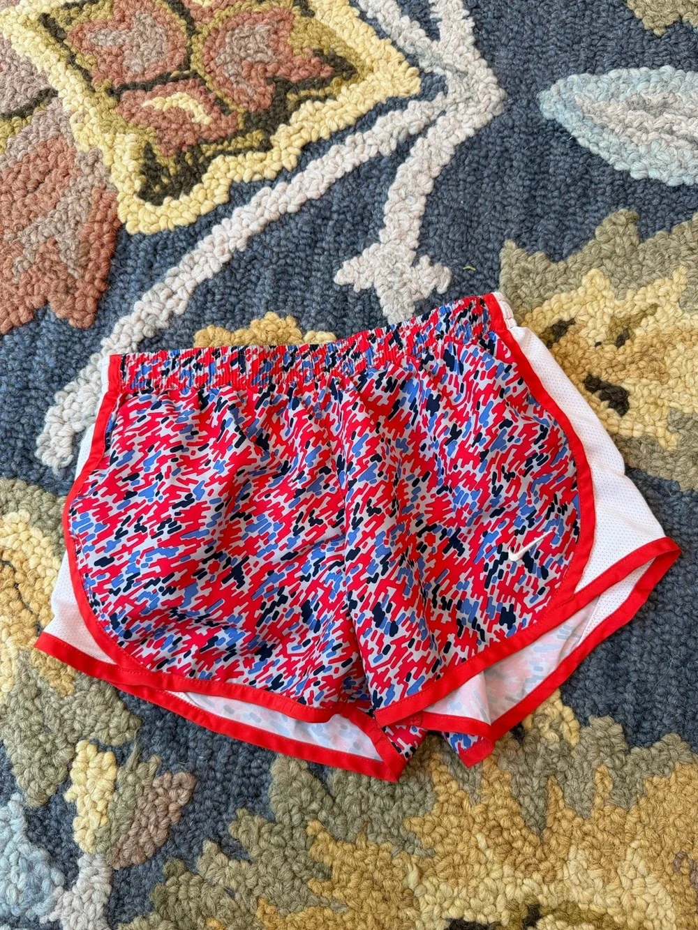 Nike Red, Blue & White Printed Kids' Athletic Shorts